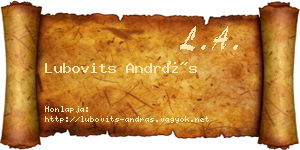 Lubovits András névjegykártya